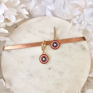 Marvel inspired Captain America shield Earrings NWT Not hypoallergenic